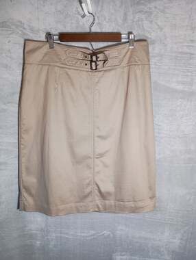 WORTHINGTON Plus Size 16W Knee-Length Khaki Buckle Skirt Academia Career Office